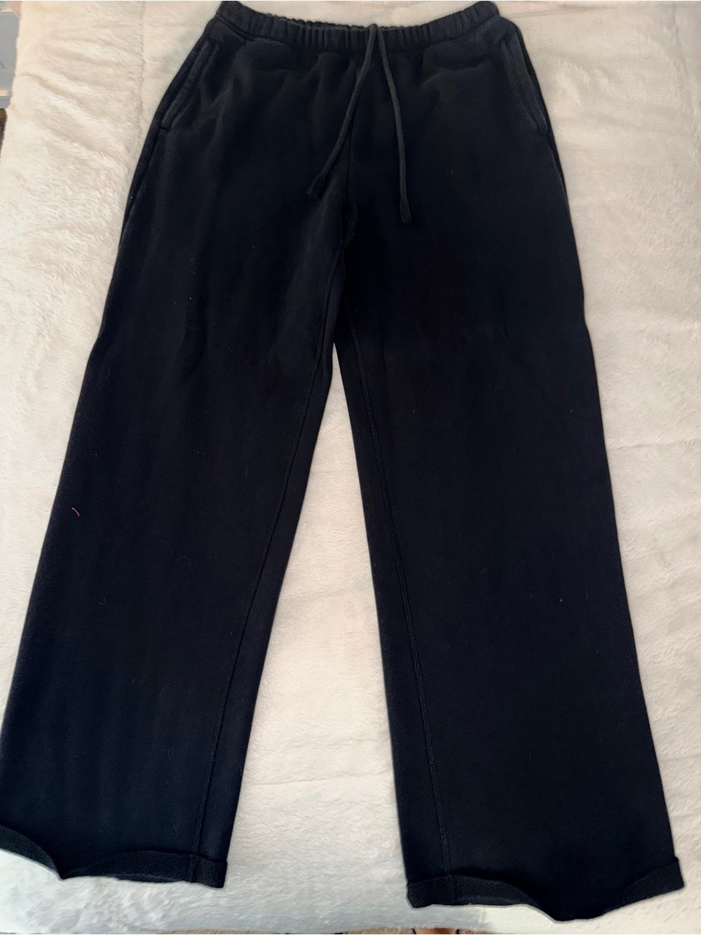 SKIMS Black Wide-Leg Drawstring sweatpants